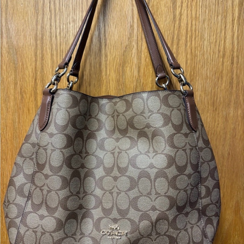 Coach Signature Shoulder Bag in Brown and Tan